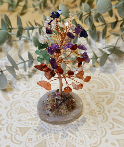 Arbre de vie Chakras avec 63 pierres sur agate