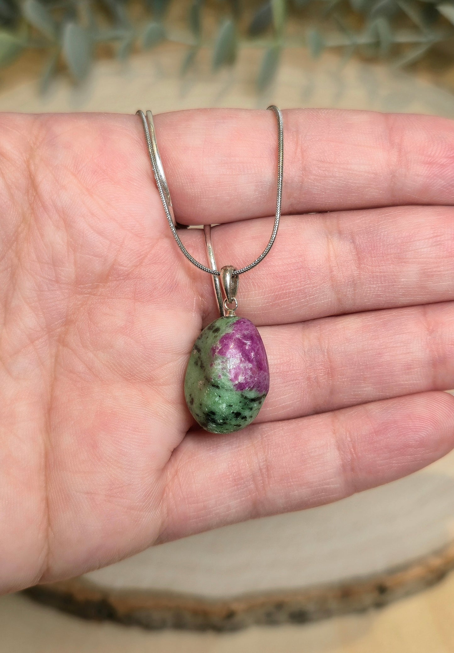 Collier Rubis zoïsite barattée