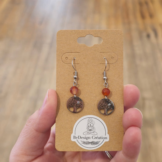 Boucles d’oreilles Arbre de vie Cornaline