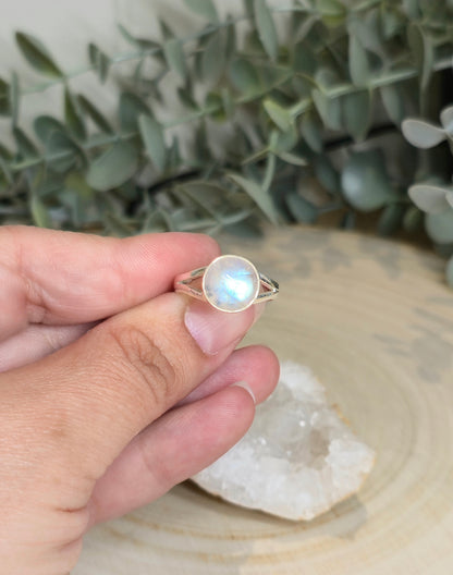 Bague Pierre de lune Arc-en-ciel