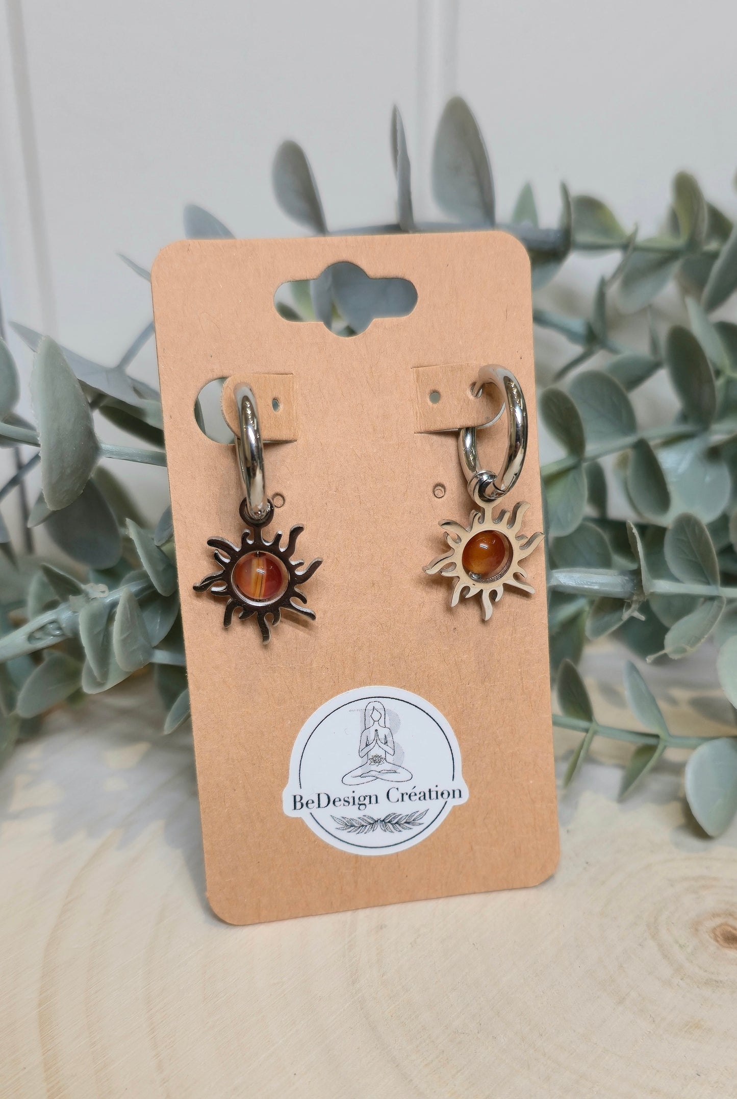 Boucles d’oreilles anneau Soleil Cornaline