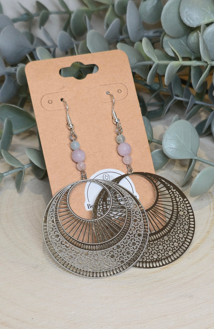 Boucles d’oreilles Mandala rond avec Morganite