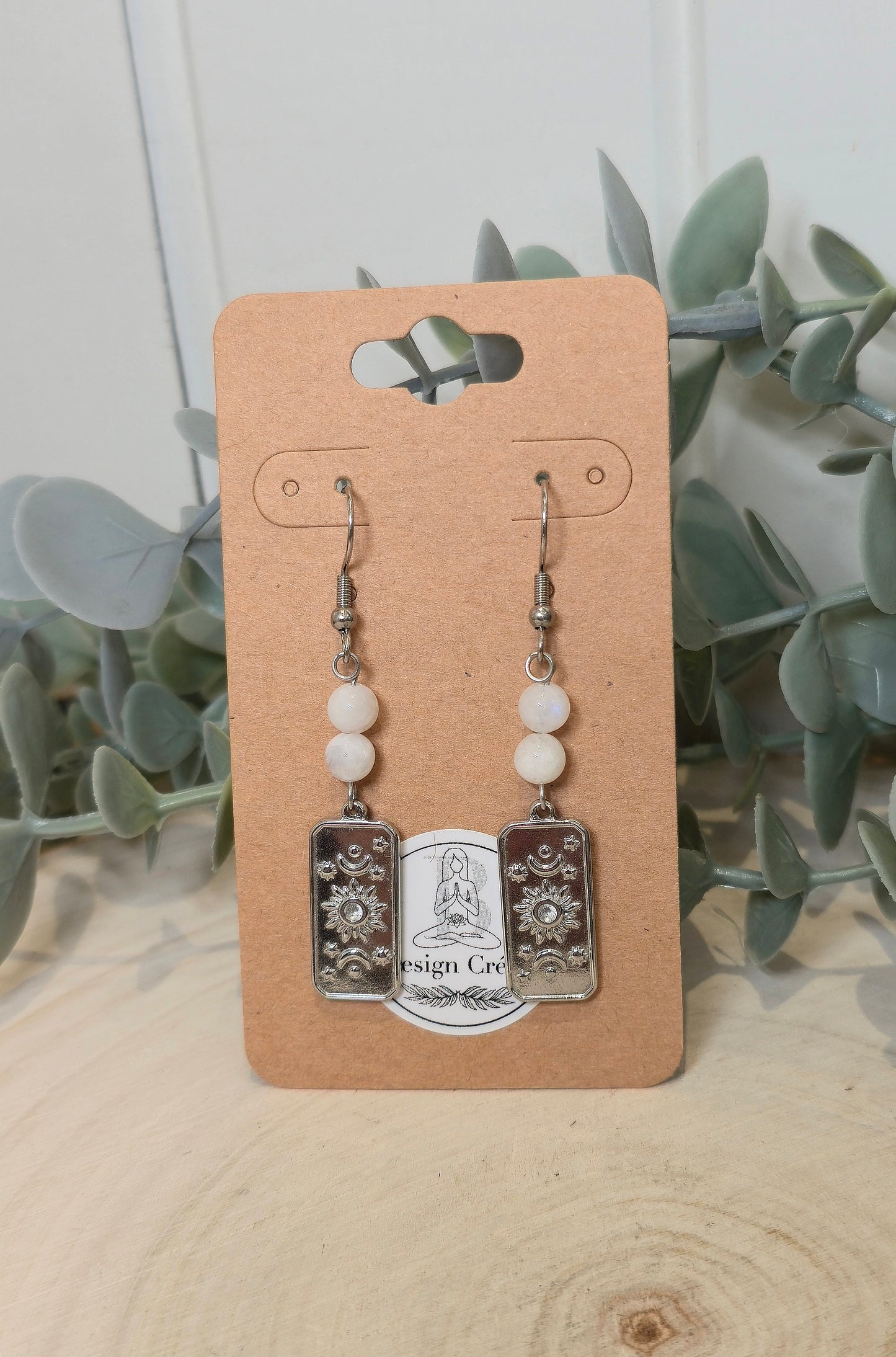 Boucles d’oreilles Lune Soleil Pierre de lune