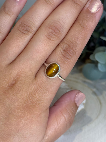 Bague Oeil de tigre ovale