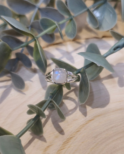 Bague Pierre de lune Arc-en-ciel