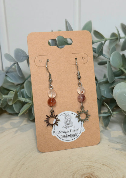 Boucles d’oreilles Soleil Quartz feu