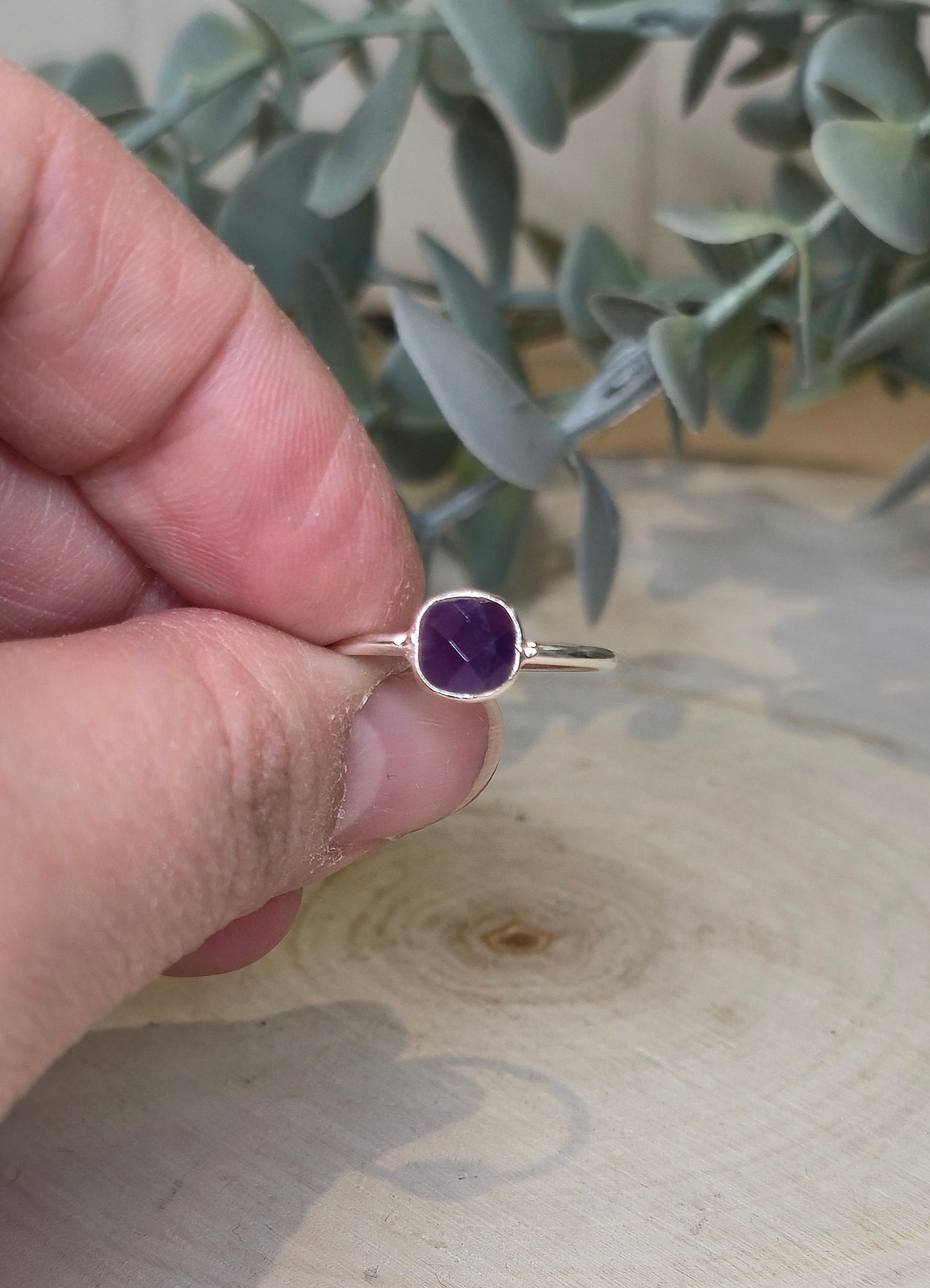 Bague carré Améthyste