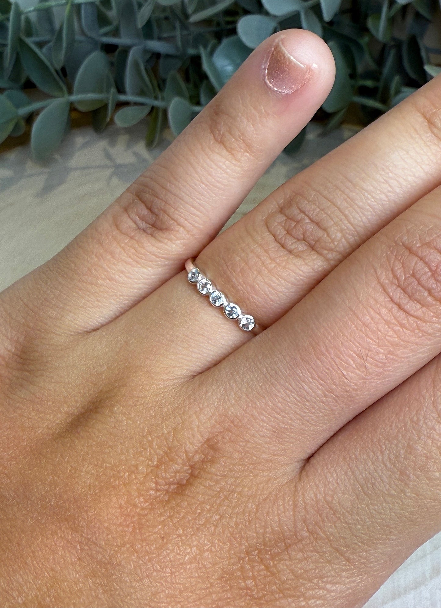 Bague Topaze bleue alignées