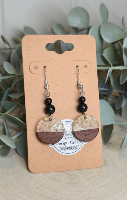 Boucles d’oreilles Rond bois et Shungite