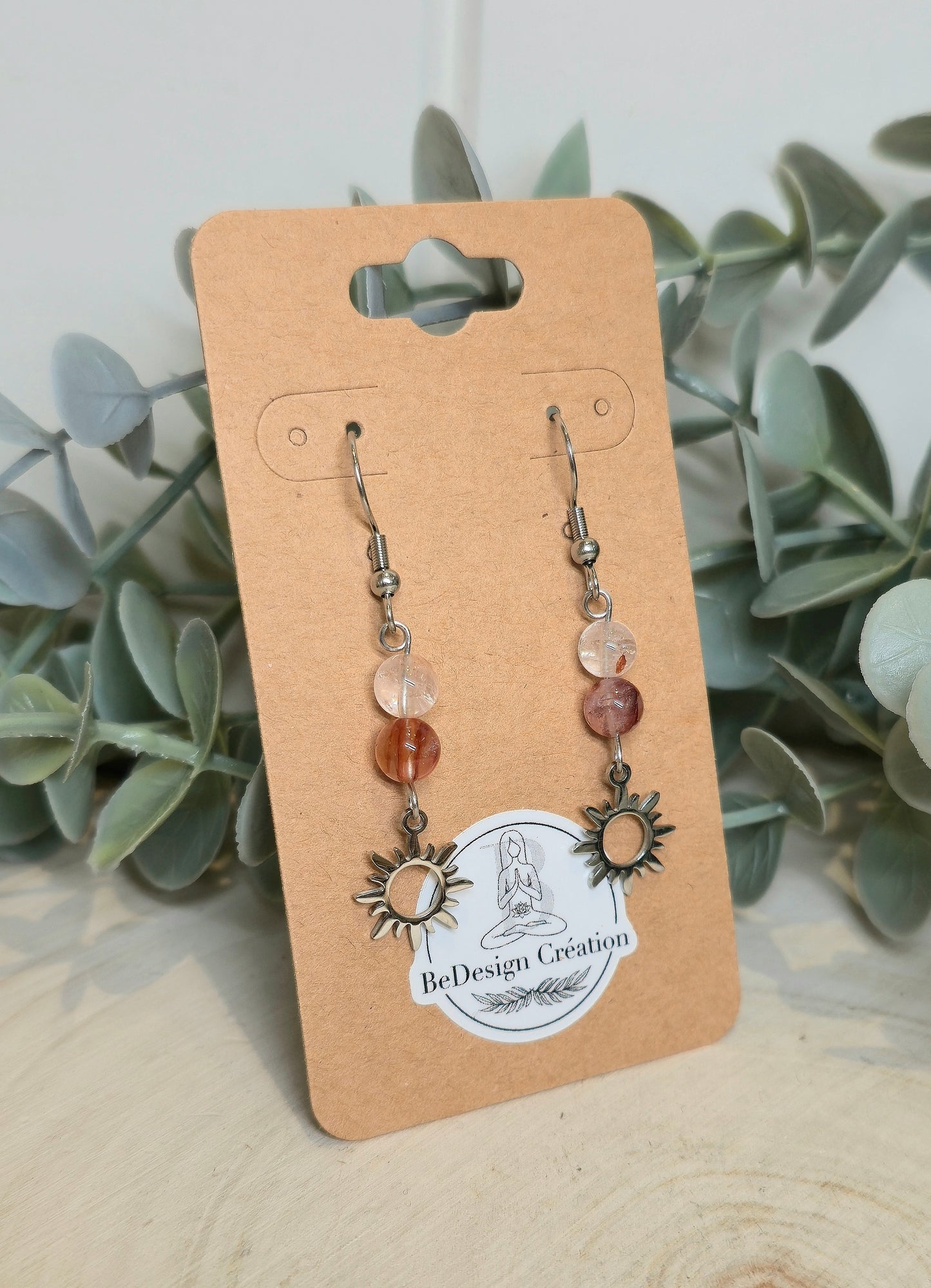 Boucles d’oreilles Soleil Quartz feu