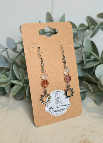 Boucles d’oreilles Soleil Quartz feu