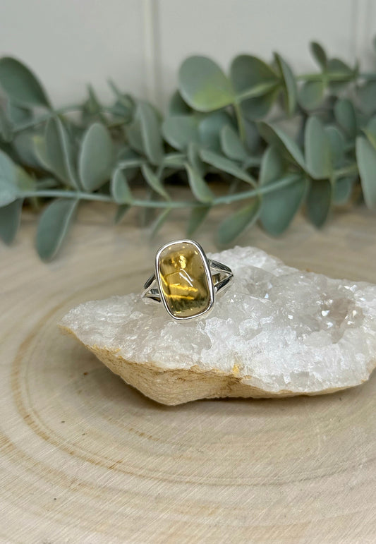 Bague rectangle Citrine