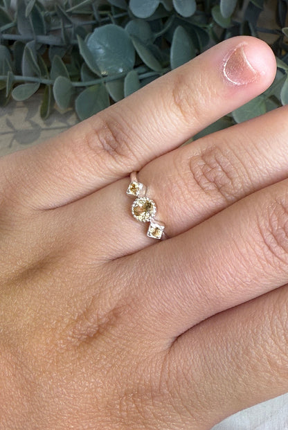 Bague triple Citrine losange et rond