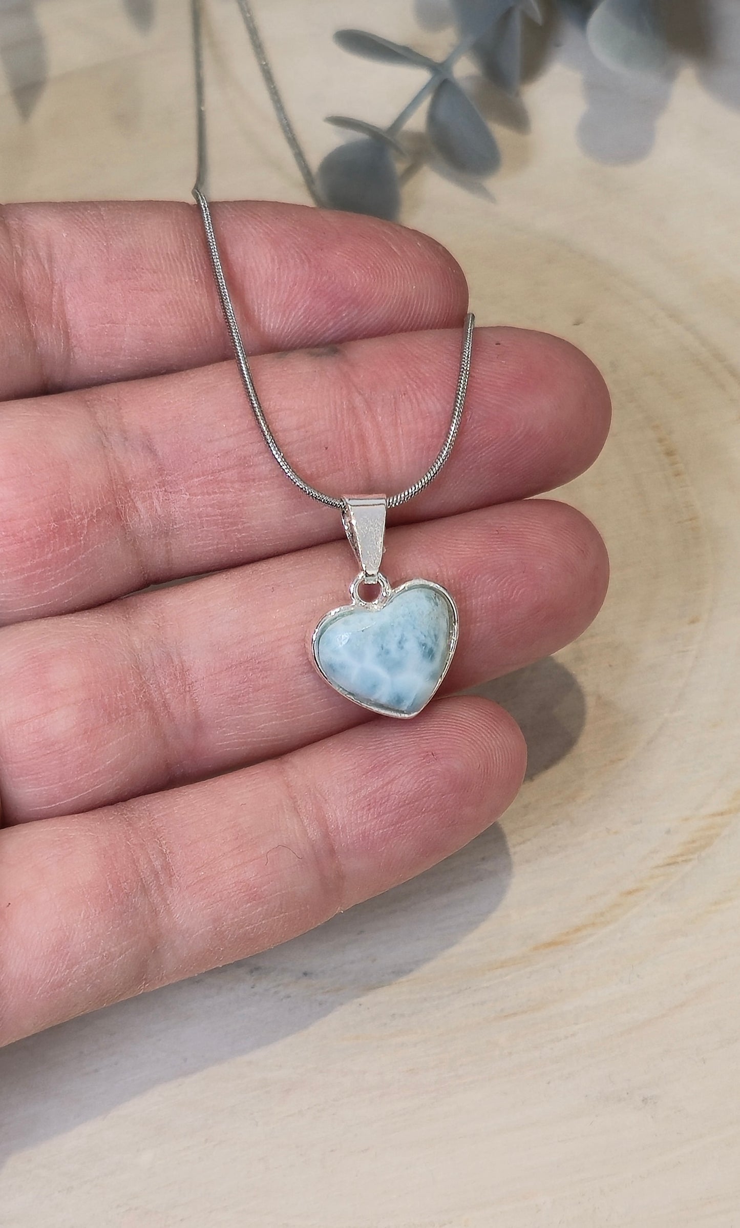 Collier Larimar en coeur