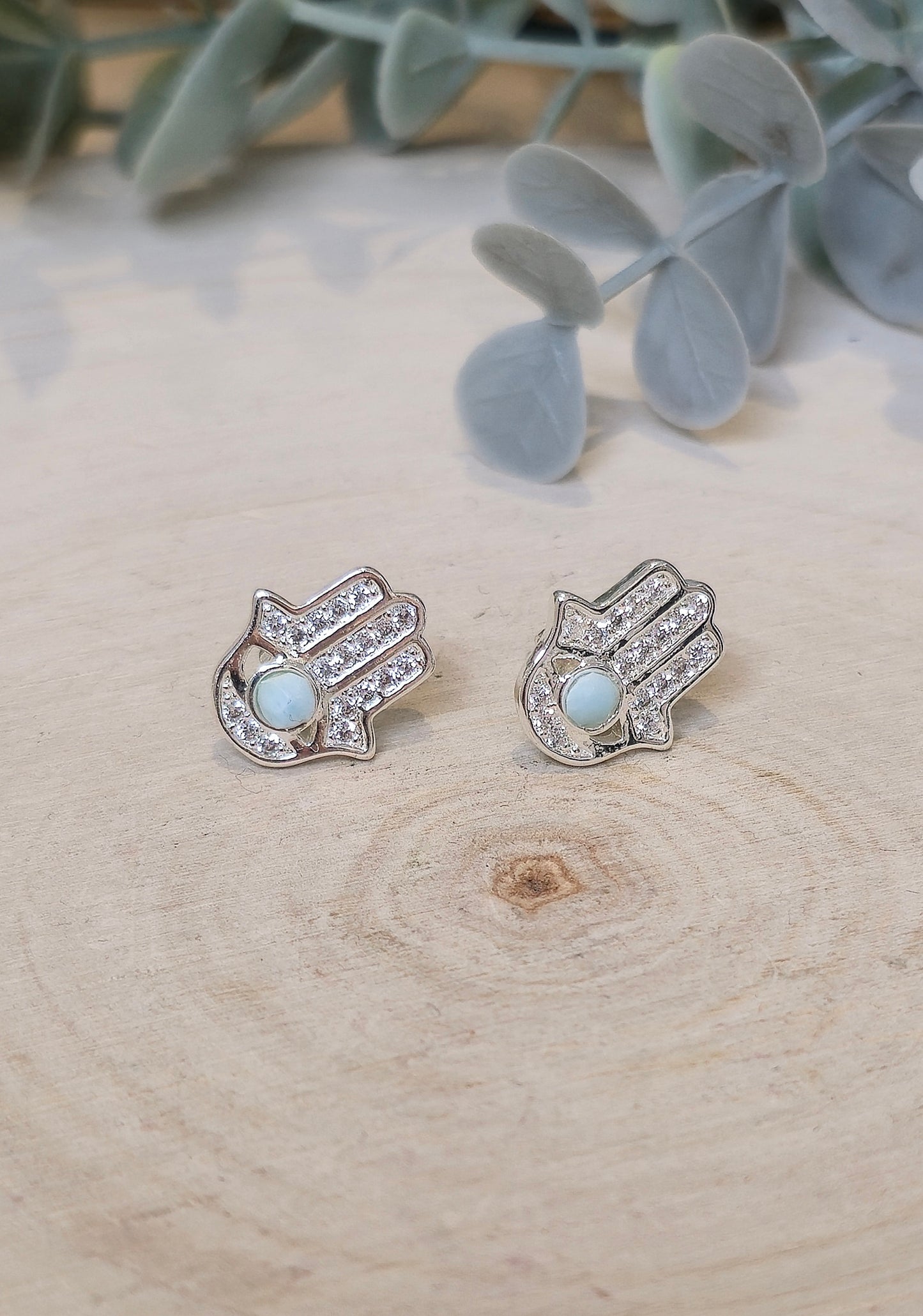 Boucles d'oreilles Main de Fatima Larimar