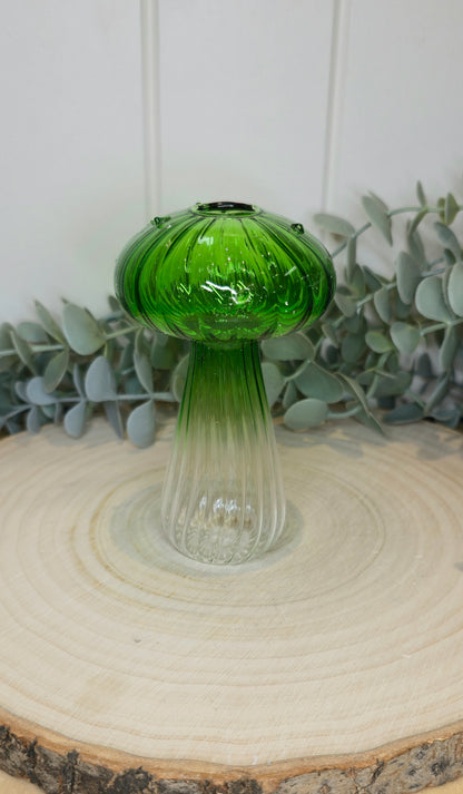Vase champignon vert/transparent