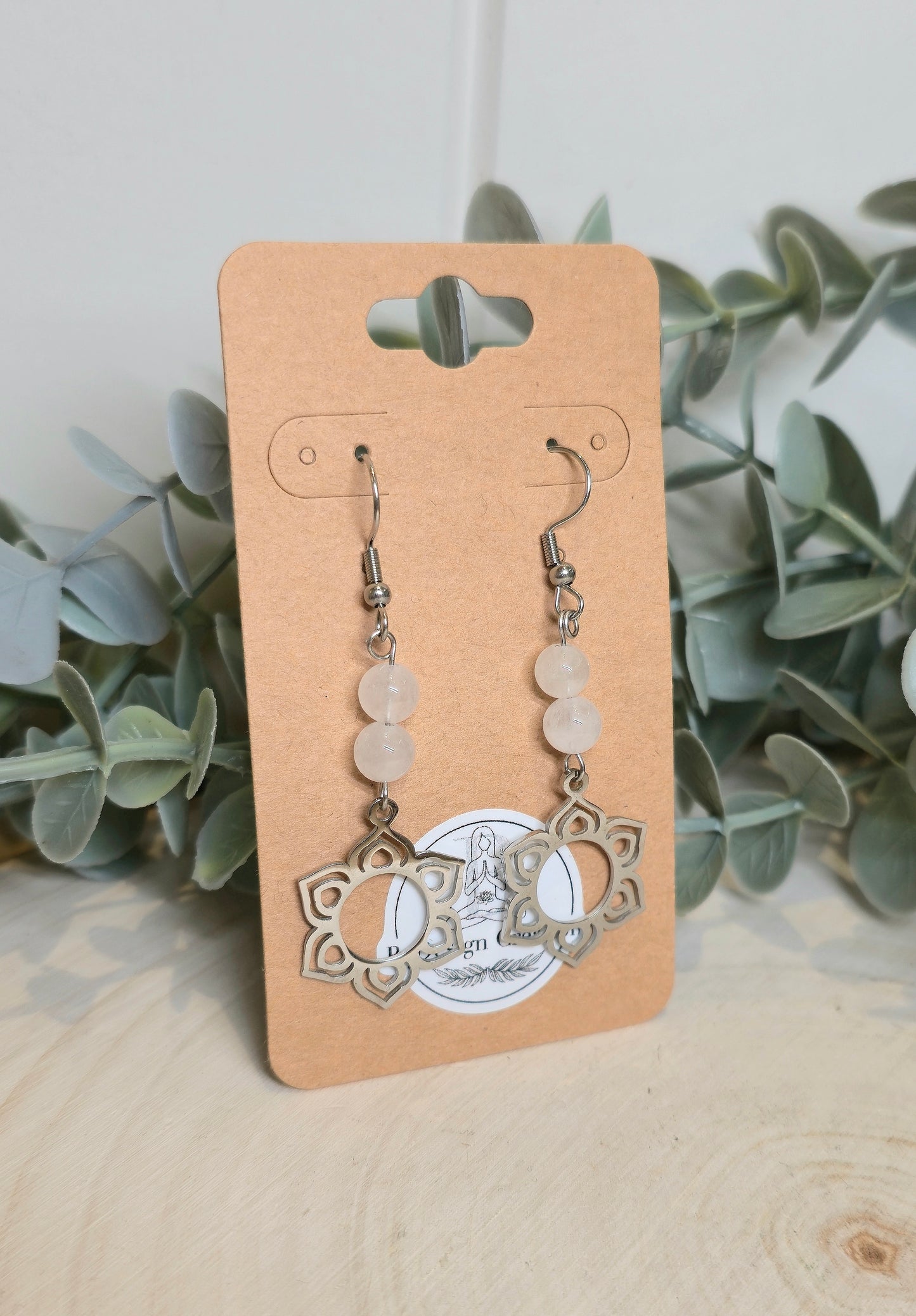 Boucles d’oreilles Fleur Quartz clair