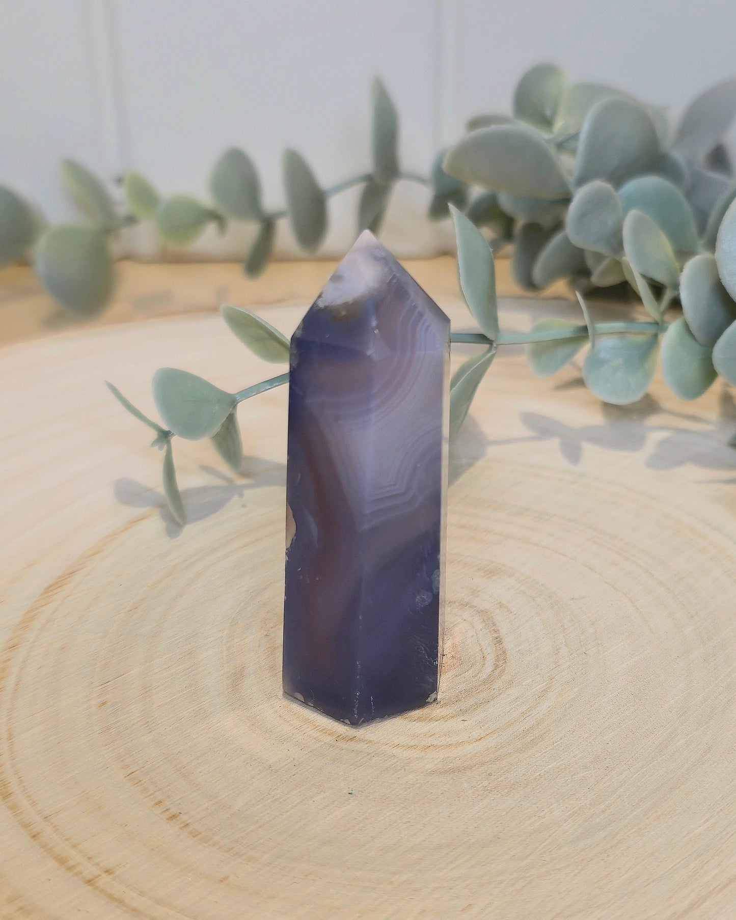 Pointe en Agate fleur bleue