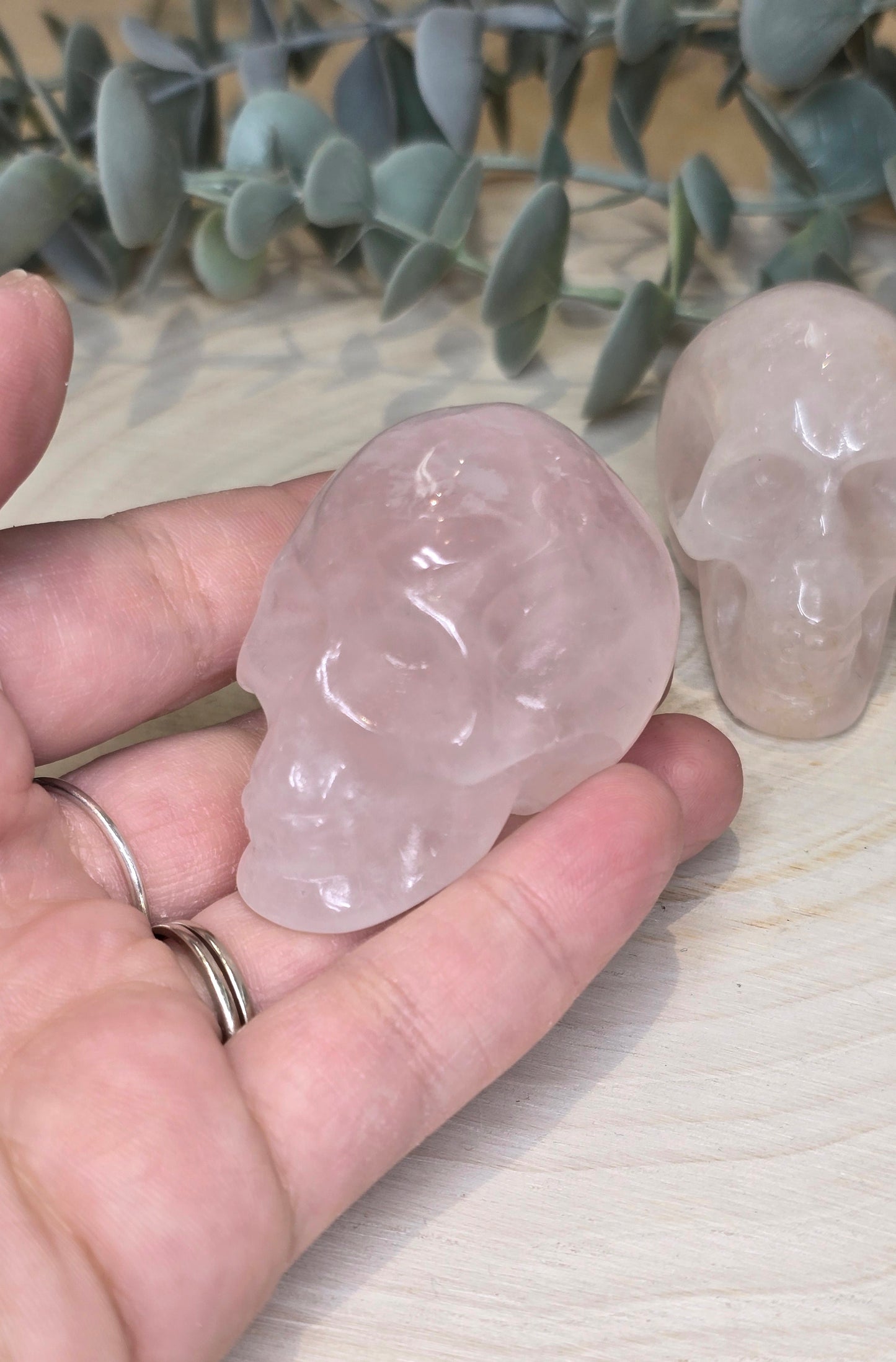 Crâne en Quartz rose