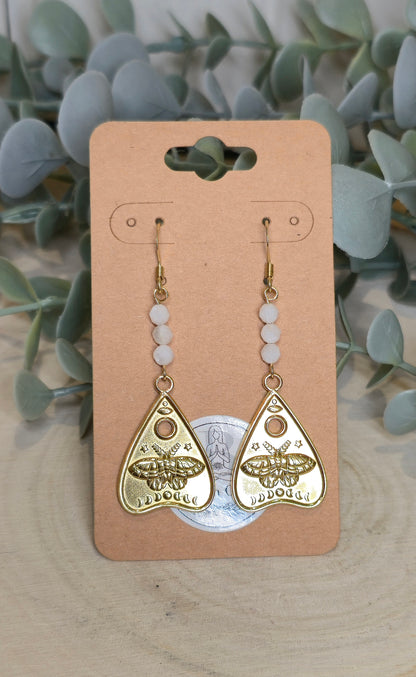 Boucles d’oreilles Papillon/Phase lune gold avec Pierre de lune