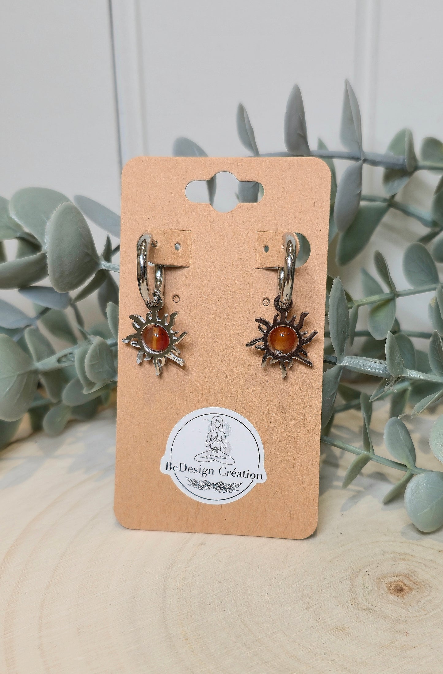Boucles d’oreilles anneau Soleil Cornaline
