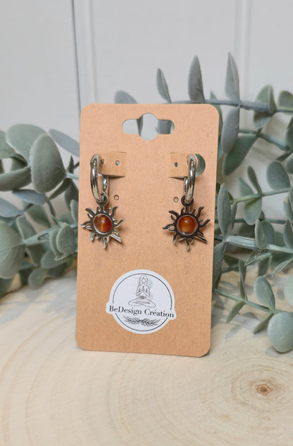 Boucles d’oreilles anneau Soleil Cornaline
