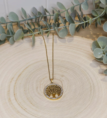 Collier Arbre de vie scintillant gold