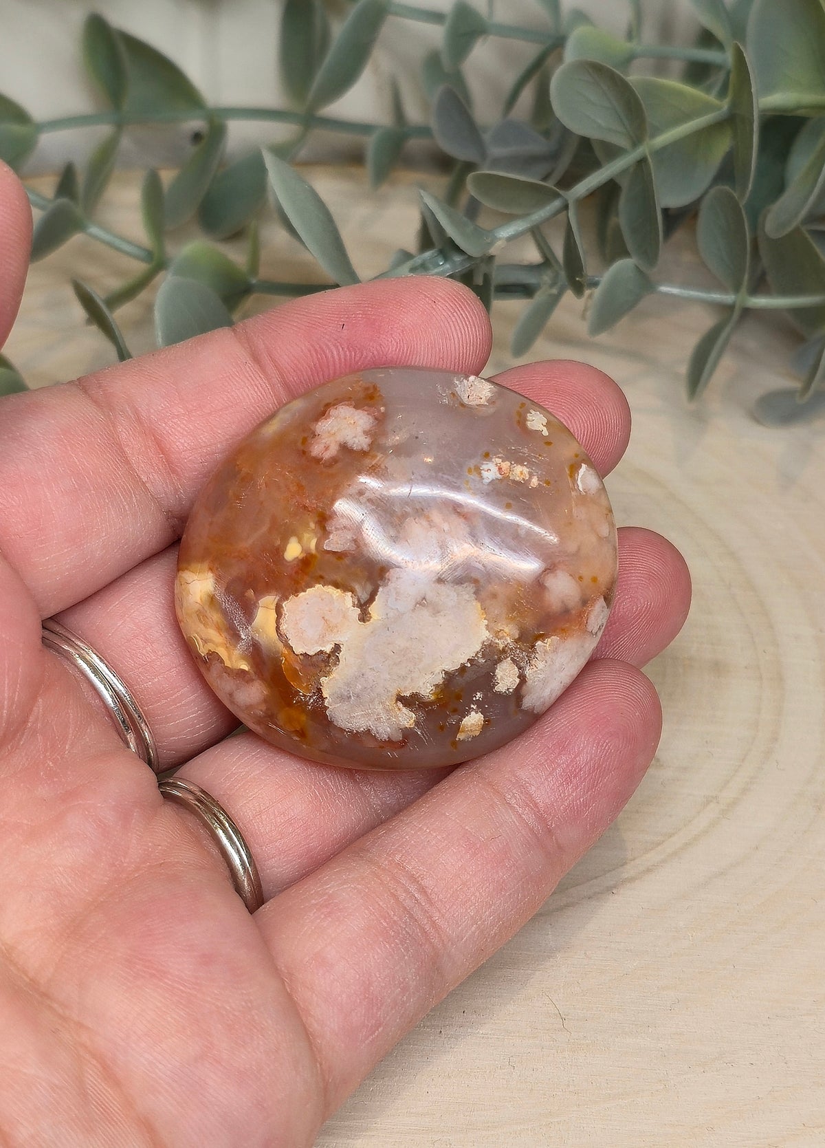 Pierre de paume en Agate fleur