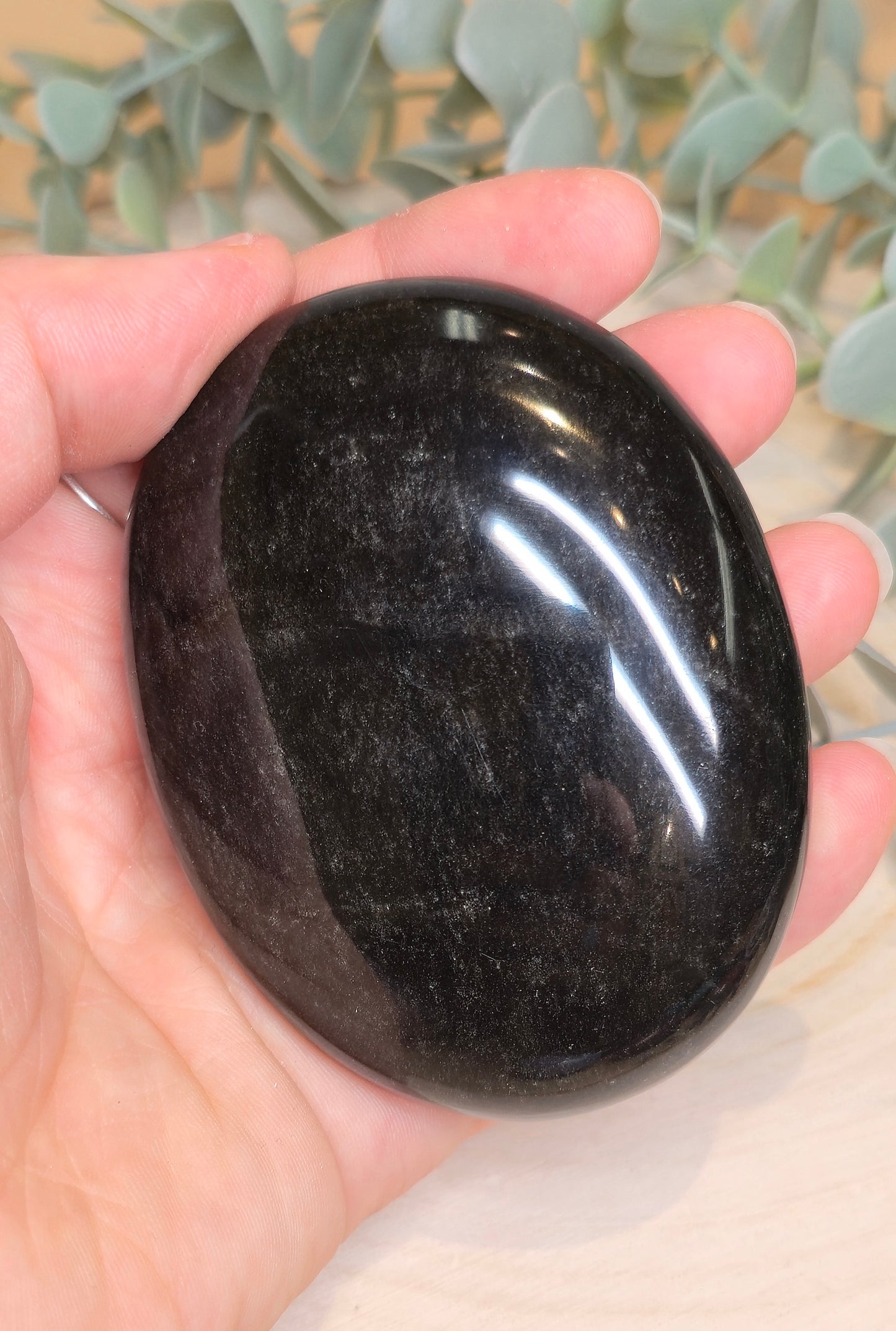 Pierre de paume Obsidienne argentée du Mexique