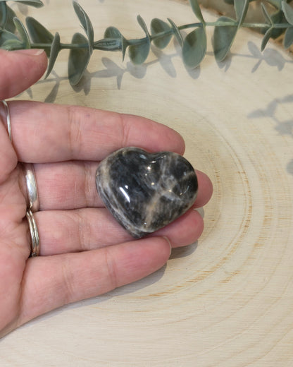 Coeur en Pierre de lune noire