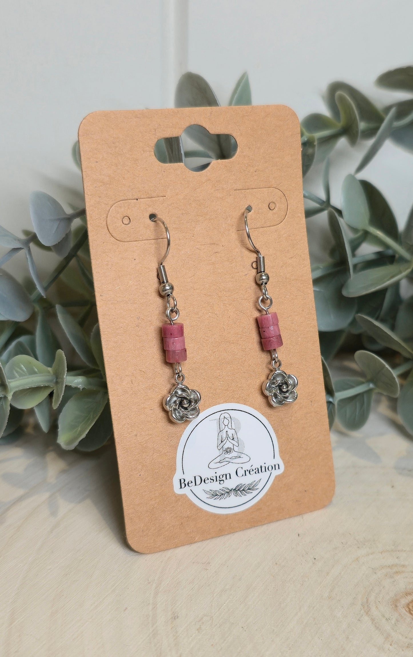 Boucles d’oreilles Rose Rhodonite