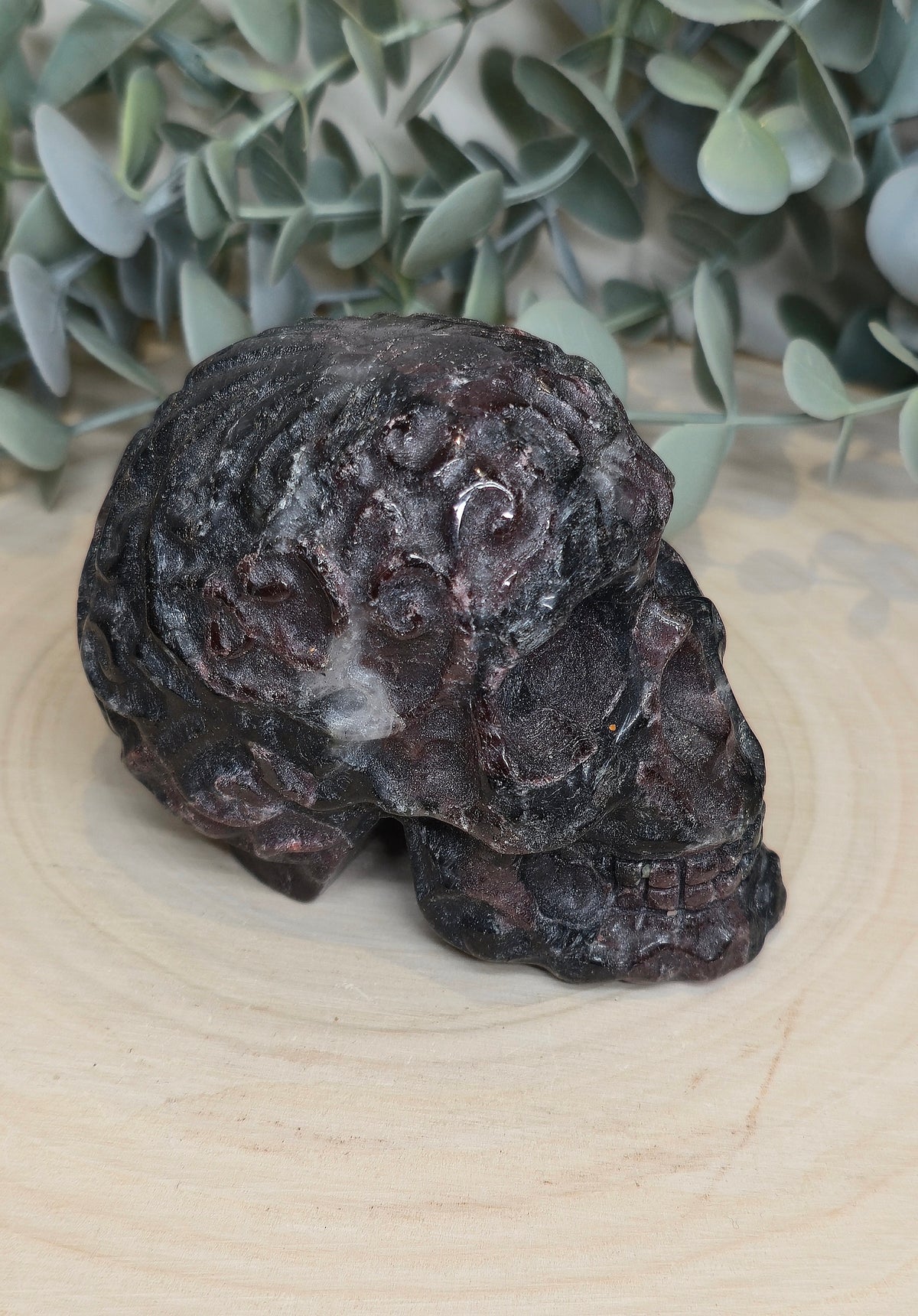 Crâne Grenat dans Astrophyllite
