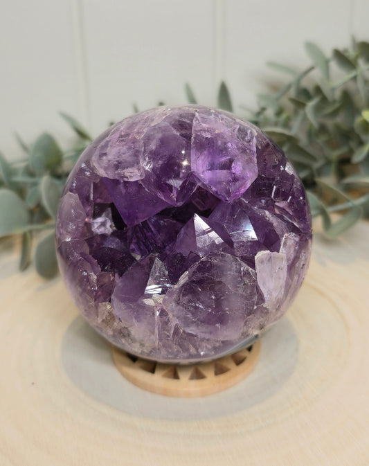 Sphère Améthyste avec Agate mousse