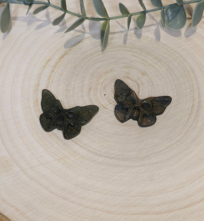 Papillon Crâne Labradorite orangée