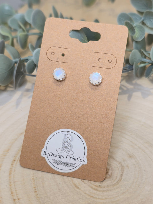 Boucles d'oreilles Pierre de lune couronnée