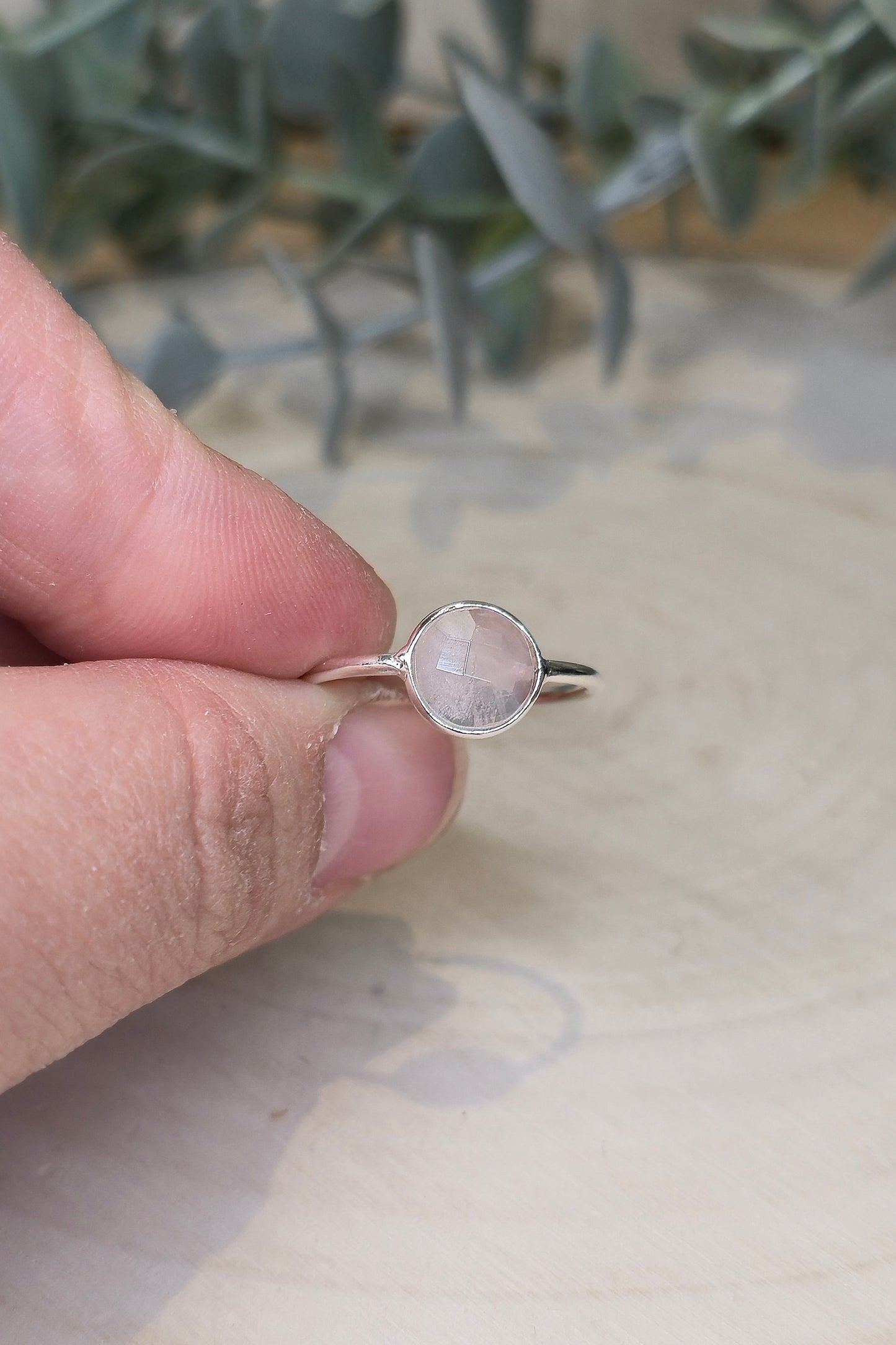 Bague grand rond Quartz rose
