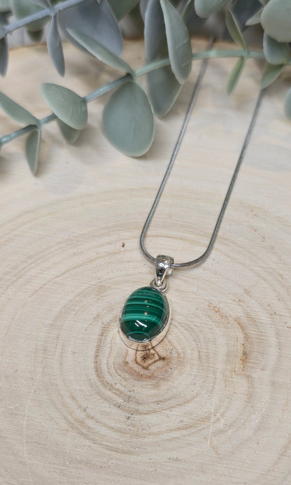 Collier Malachite ovale