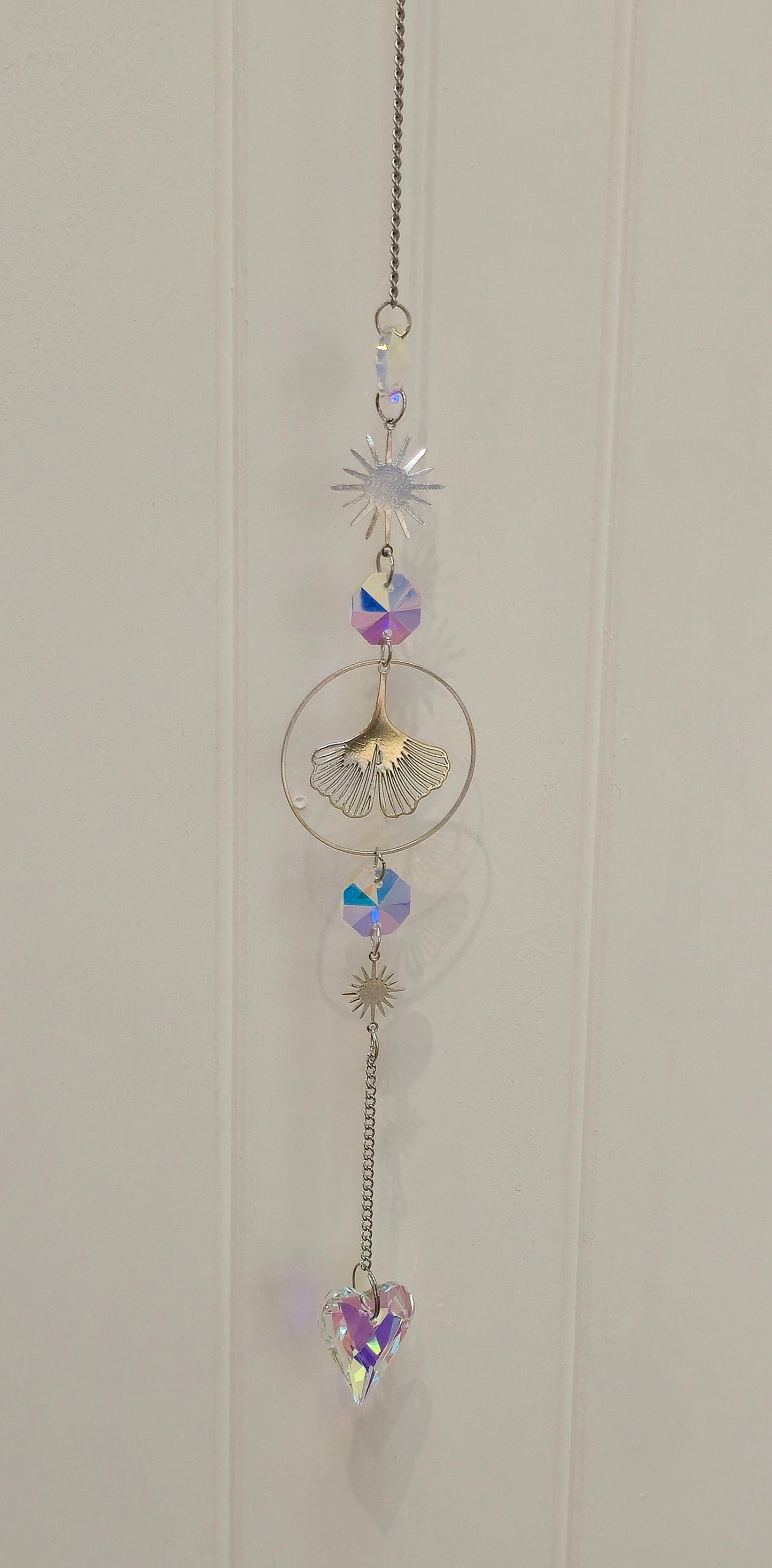 Capteur de lumière cristaux Ginkgo/coeur