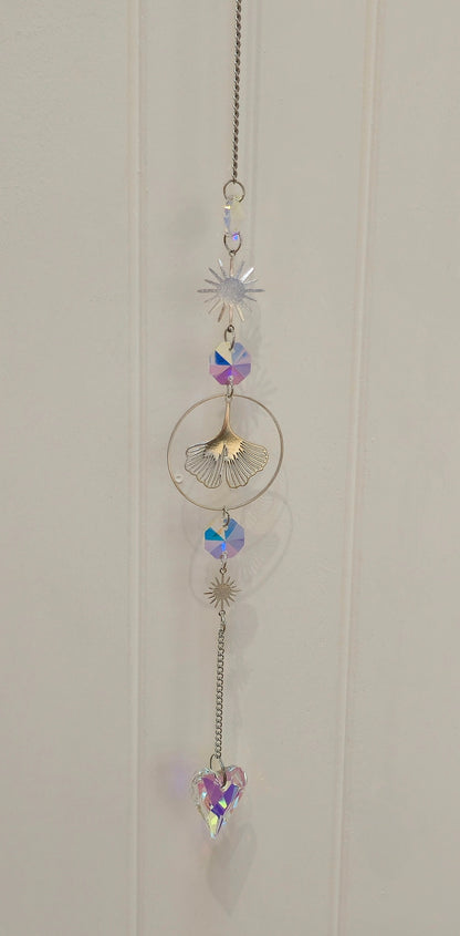 Capteur de lumière cristaux Ginkgo/coeur