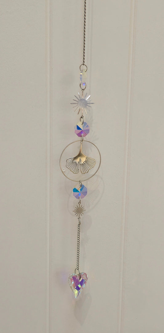 Capteur de lumière cristaux Ginkgo/coeur