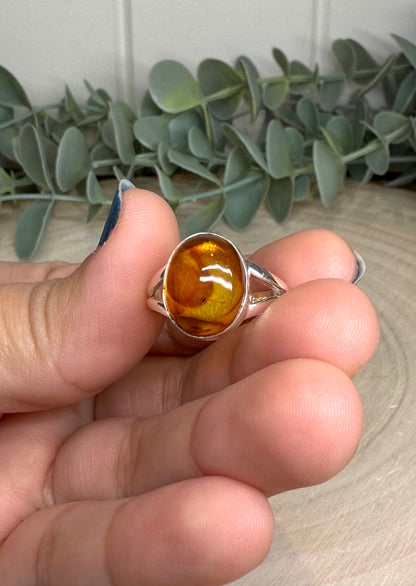 Bague ovale Ambre Baltique