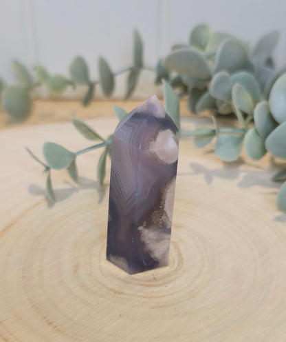 Pointe en Agate fleur bleue