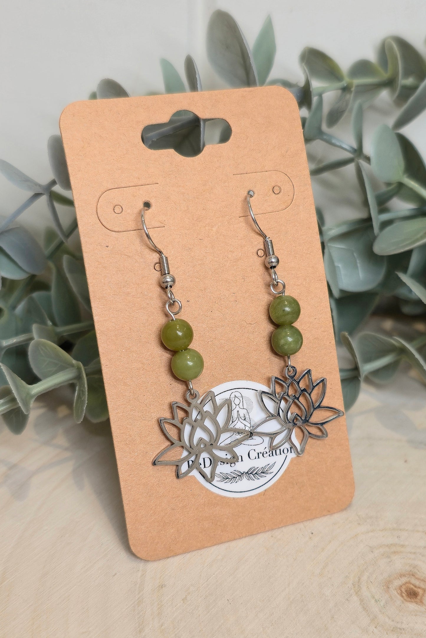 Boucles d’oreilles Lotus Jade Néphrite