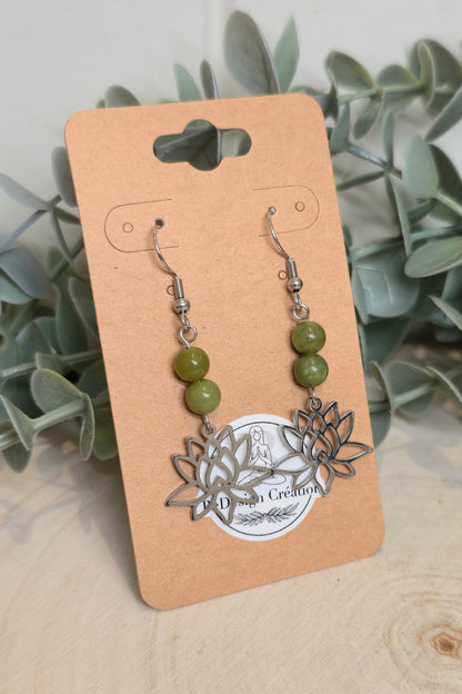 Boucles d’oreilles Lotus Jade Néphrite