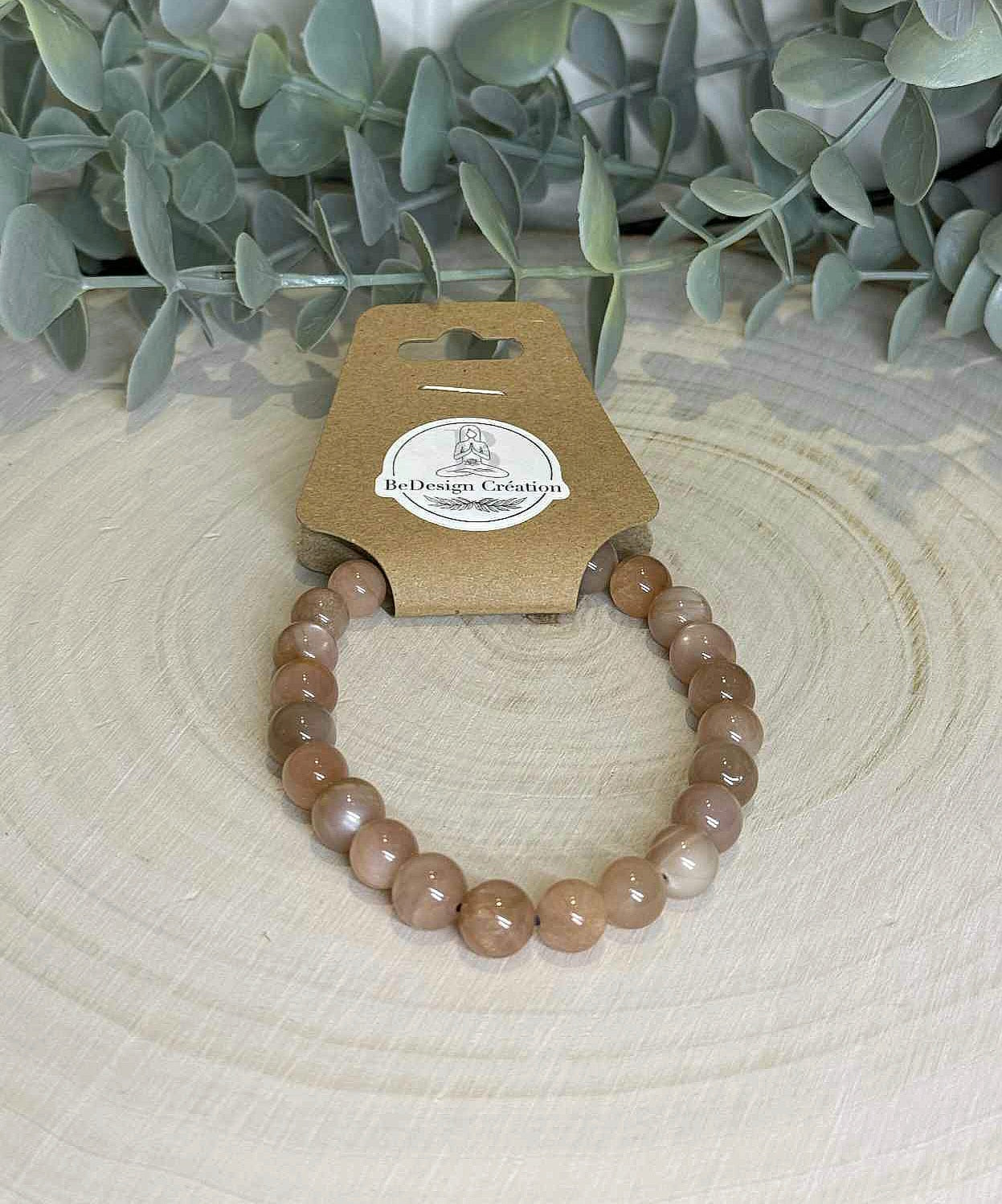 Bracelet Pierre de lune pêche 8mm