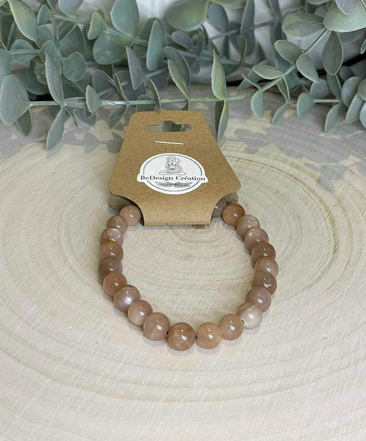 Bracelet Pierre de lune pêche 8mm