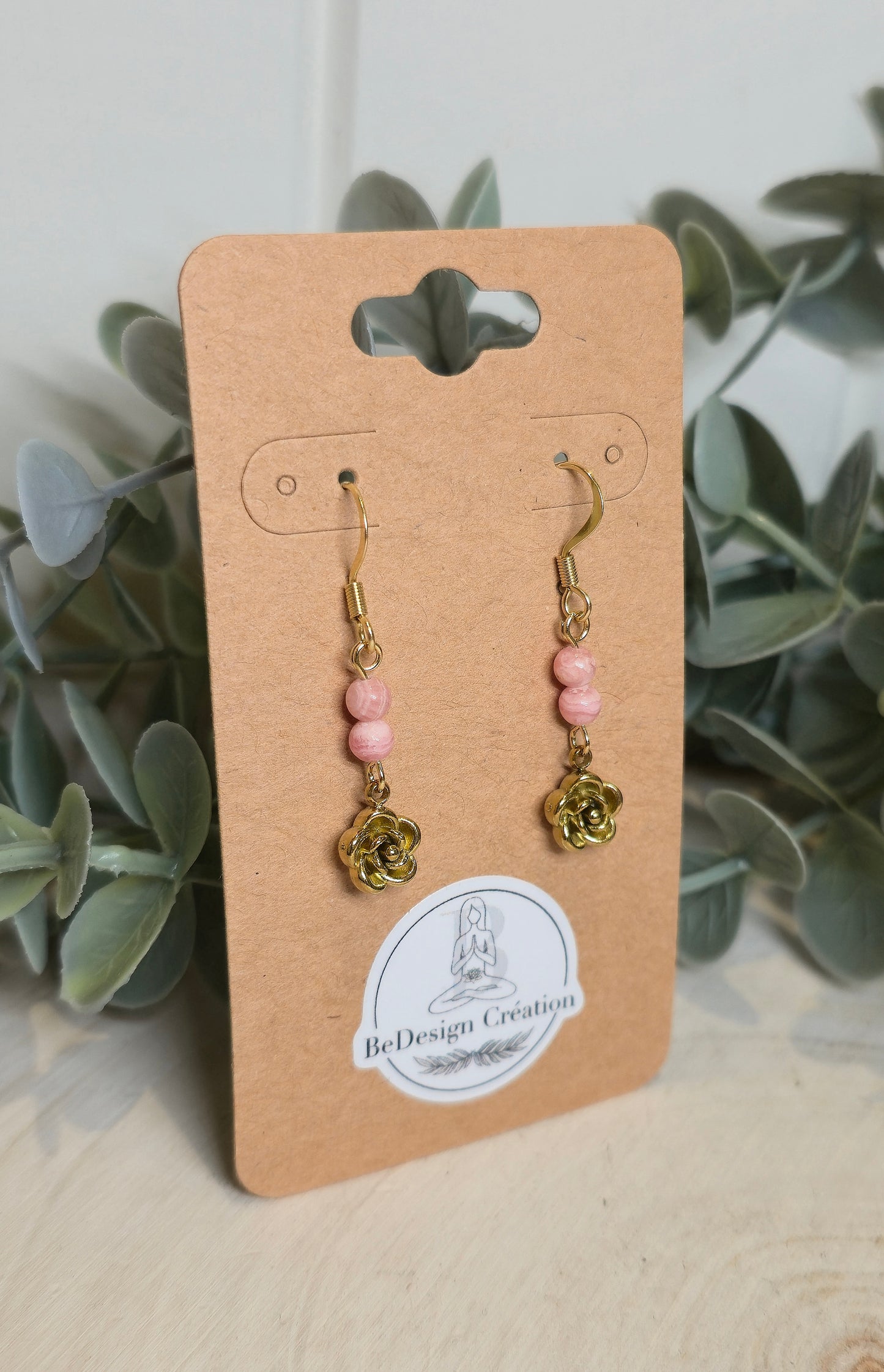 Boucles d’oreilles gold Rose Rhodochrosite