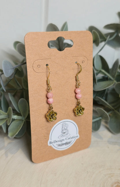 Boucles d’oreilles gold Rose Rhodochrosite