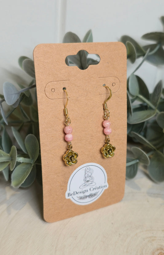 Boucles d’oreilles gold Rose Rhodochrosite