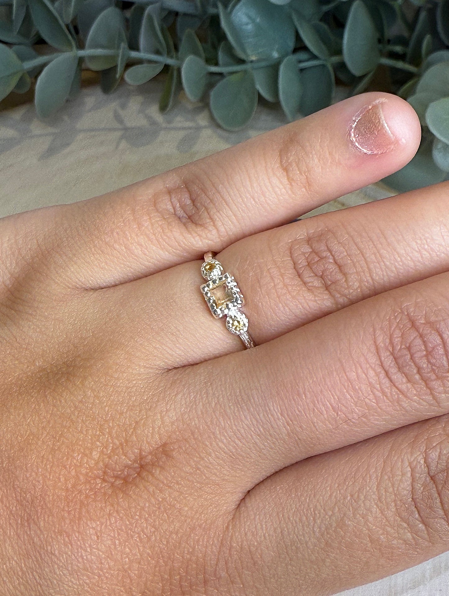 Bague triple Citrine carré